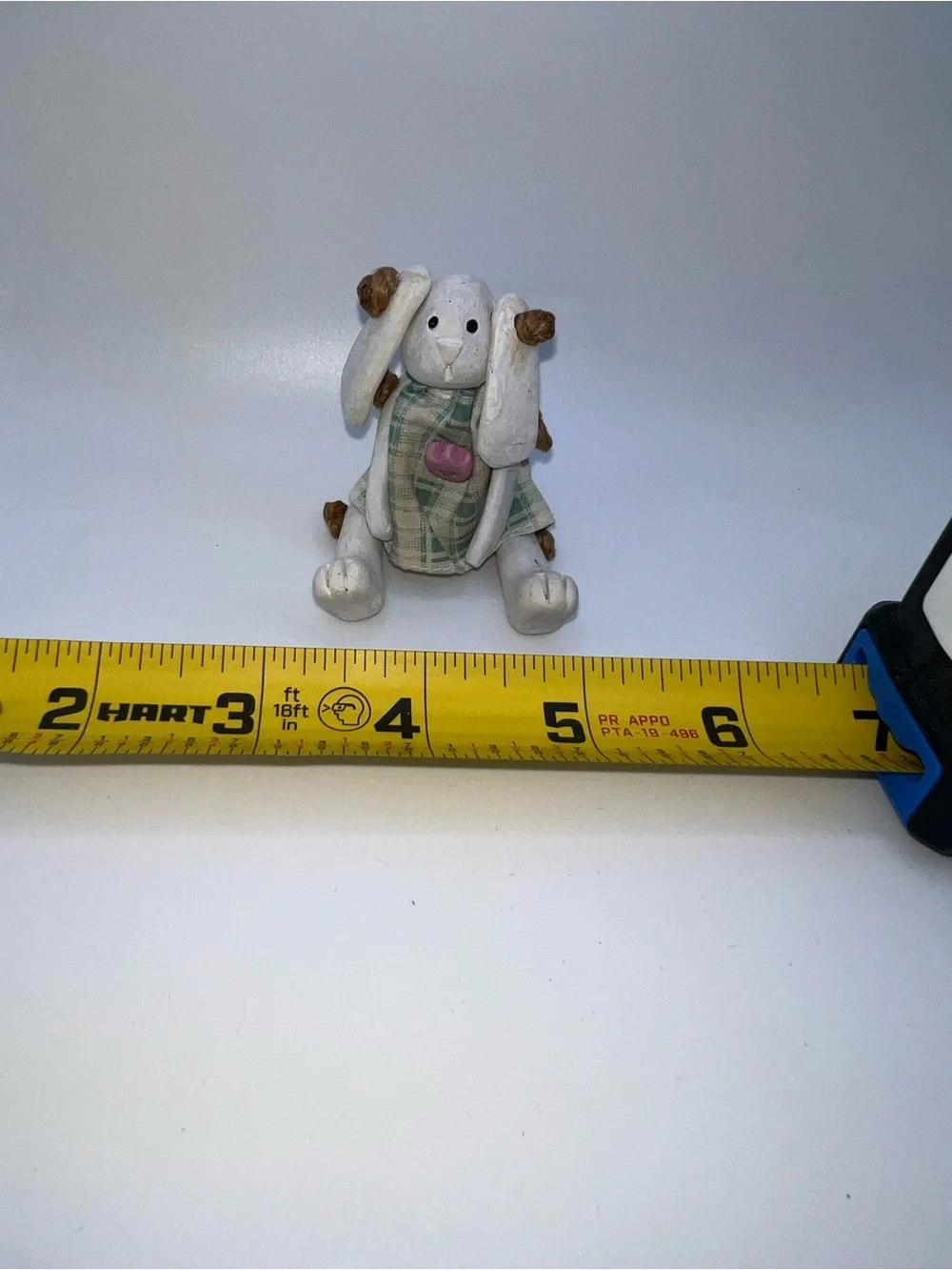 Russ Ceramic Articulated Bunny In Green Plaid Dress